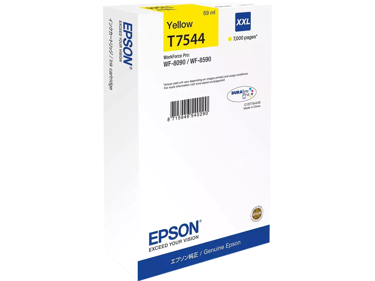 170015441926.webp C13T75444N EPSON T7544 WF Inkt geel EHC 7000pagina's 69ml - Afbeelding 1