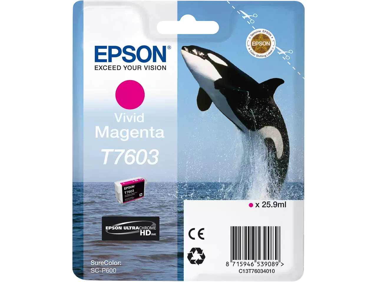170015441956.webp C13T76034N10 EPSON T7603 SC Inkt magenta vivid 1400pagina's 25,9ml - Afbeelding 1