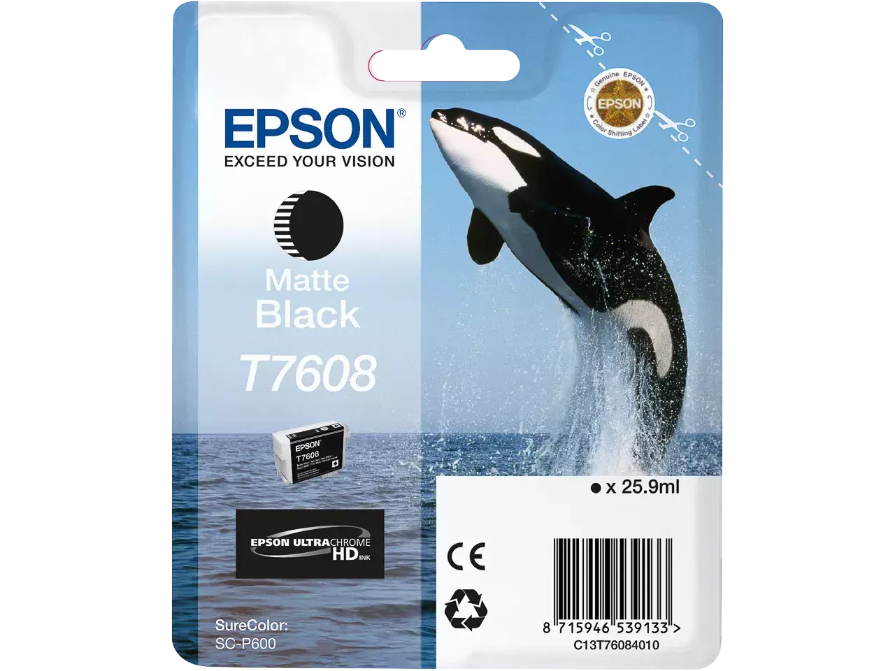 170015441961.webp C13T76084N10 EPSON T7608 SC Inkt mat zwart 1100pagina's 25,9ml - Afbeelding 1