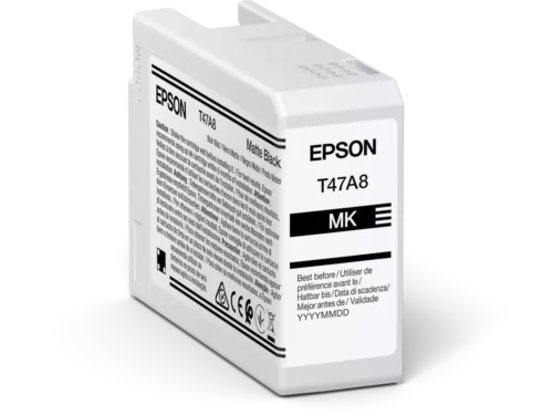 De Epson UltraChrome Pro10 inktcartridge levert betrouwbare afdrukkwaliteit met zwart pigment en een inhoud van 50 ml, ideaal voor scherpe