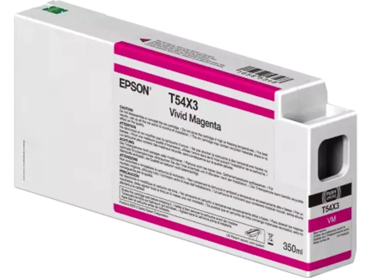 C13T54X30N Epson T54X UltraChrome HDX/HD inkt magenta vivid 350ml De Epson T54X30N is een magenta inkjetcartridge met normaal rendement en 350 ml inkt, geleverd als enkele verpakking. Deze cartridge