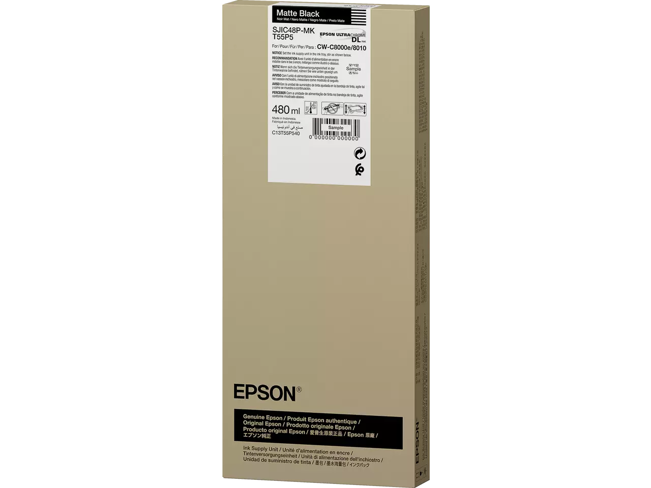 C13t55p540 Epson SJIC48PMK CW C8000e inkt mat zwart 480ml De Epson SJIC48P-MK is een zwarte inkjetcartridge met normaal rendement en een inhoud van 480 ml, ideaal voor betrouwbare afdrukken
