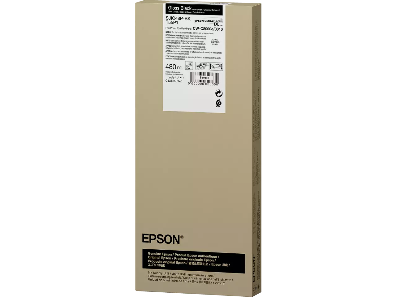 C13T55P140 Epson SJIC48PBK CW C8000e inkt zwart 480ml De Epson SJIC48P-BK is een zwarte inkjetcartridge met normaal rendement en een inhoud van 480 ml, ideaal voor wie op