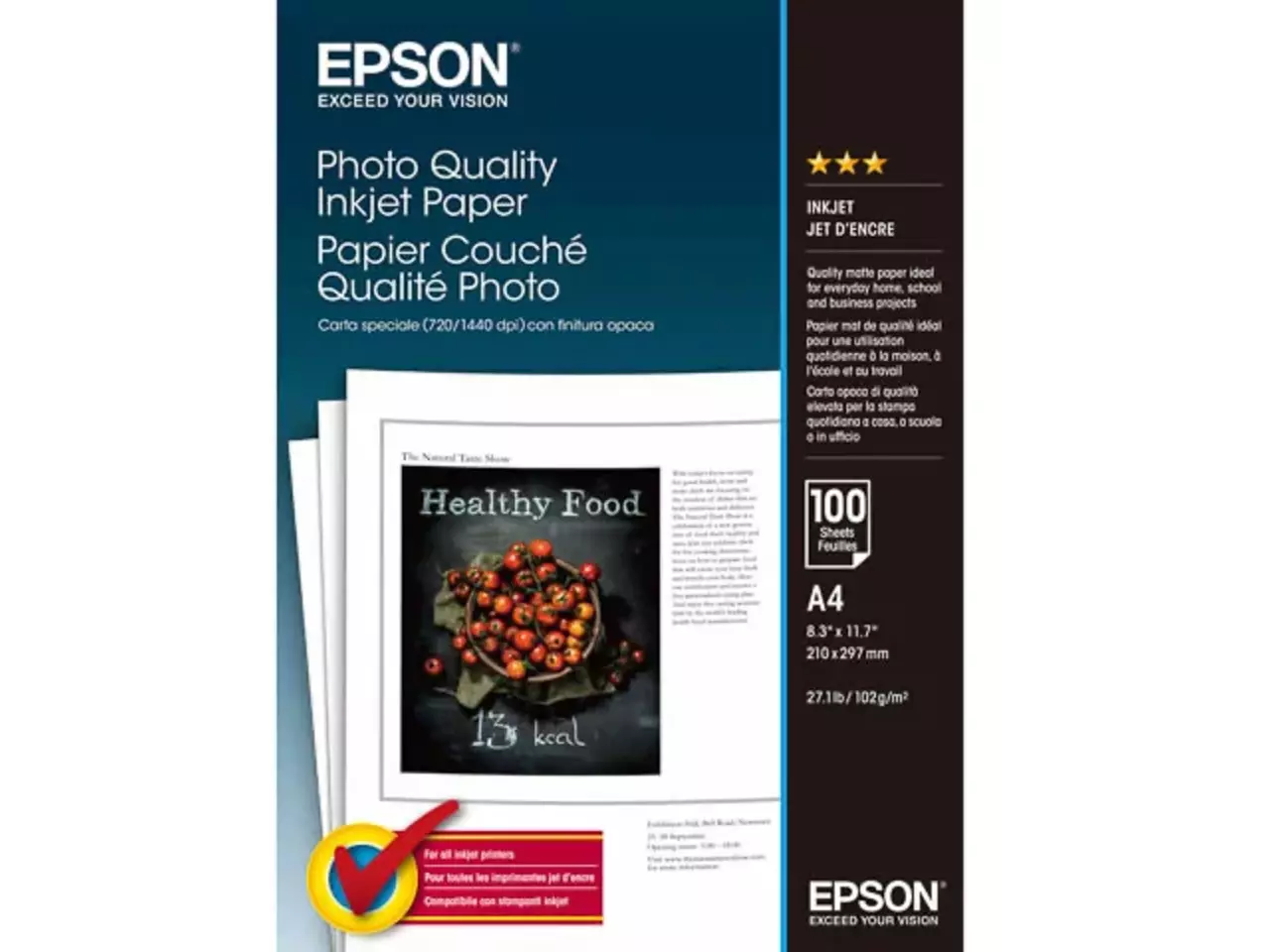 802015440021.webp C13S041061 EPSON Fotopapier A4 (210x297mm) 100vel wit 104gr mat - Afbeelding 1