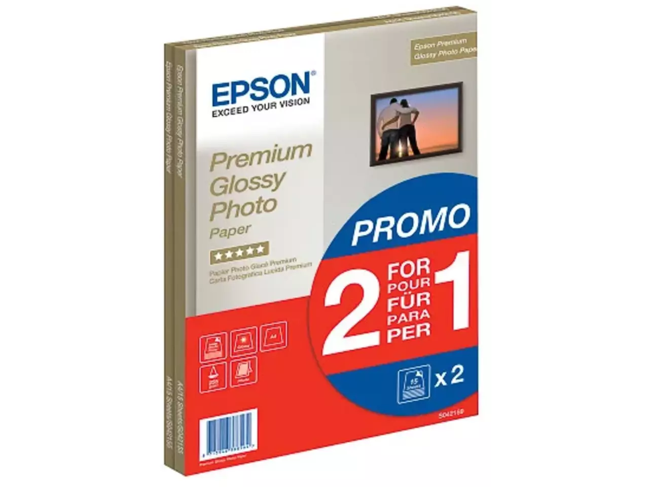 802015440134.webp C13S042169 EPSON Fotopapier (2) A4 (210x297mm) 30vel wit 255gr glossy - Afbeelding 1